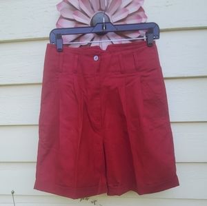 Red cotton high Waist shorts